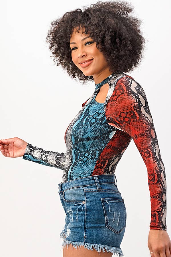 Snake Print Bodysuit Top