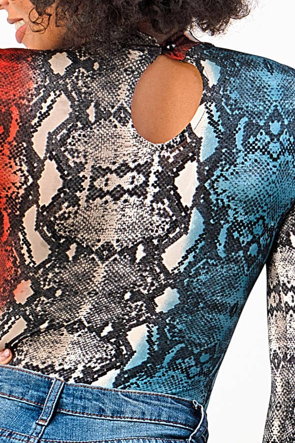 Snake Print Bodysuit Top
