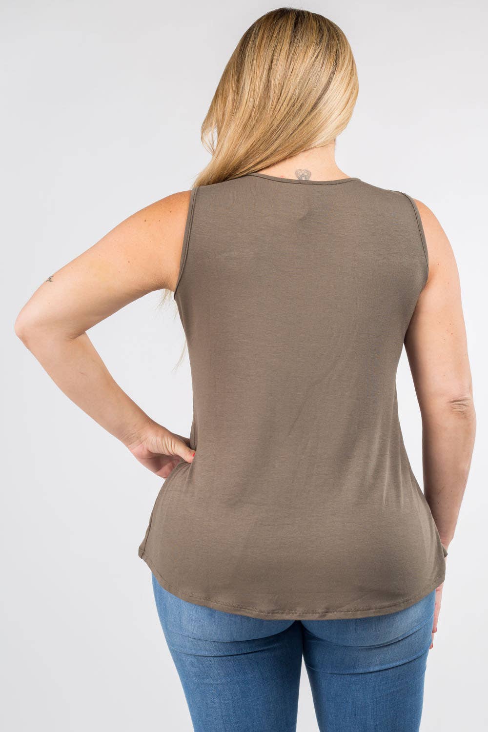 Plus Size Strappy Fashion Top in Olive