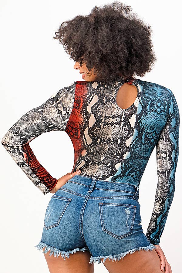 Snake Print Bodysuit Top
