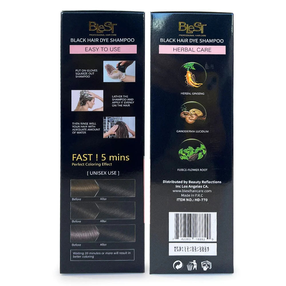 Blest Quick Coloring Hair Dye Shampoo Black