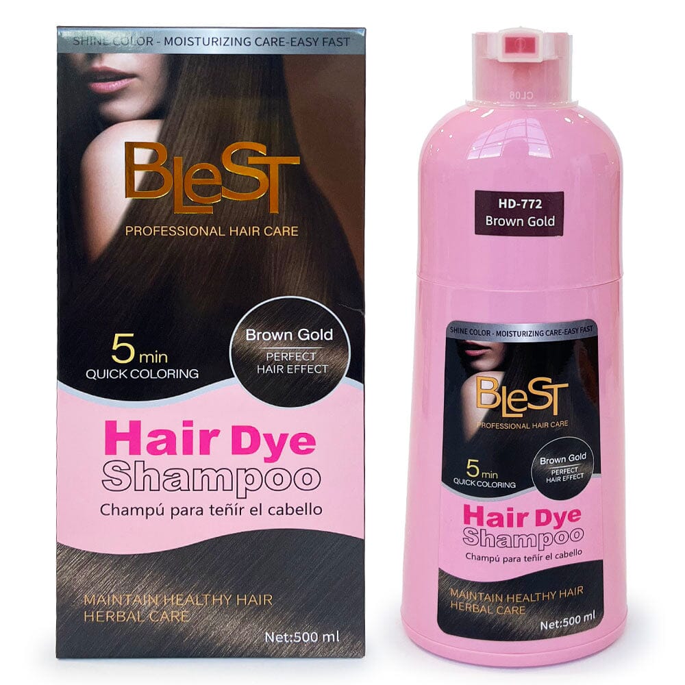 Blest Quick Coloring Hair Dye Shampoo Brown Gold