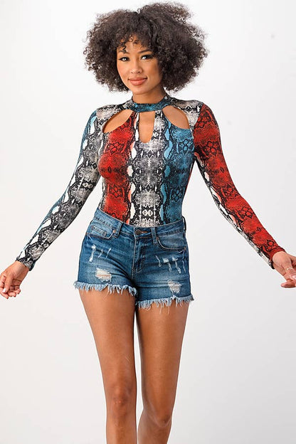 Snake Print Bodysuit Top