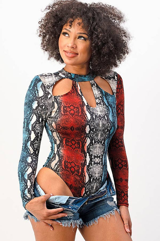 Snake Print Bodysuit Top