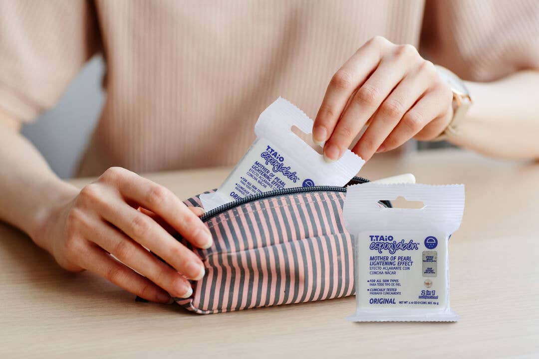 EsponJabon Mini Mother of Pearl Lightning Efect Sponge Soap