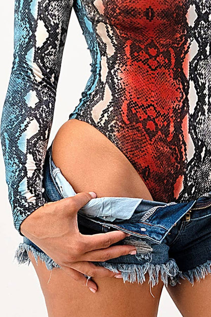 Snake Print Bodysuit Top