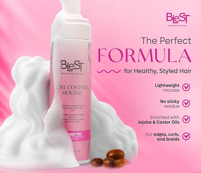 Blest Curl Control Mousse With Jojoba And Castor Oil