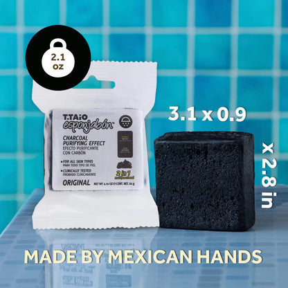 Esponjabon Mini Charcoal Purifying Effect Sponge Soap
