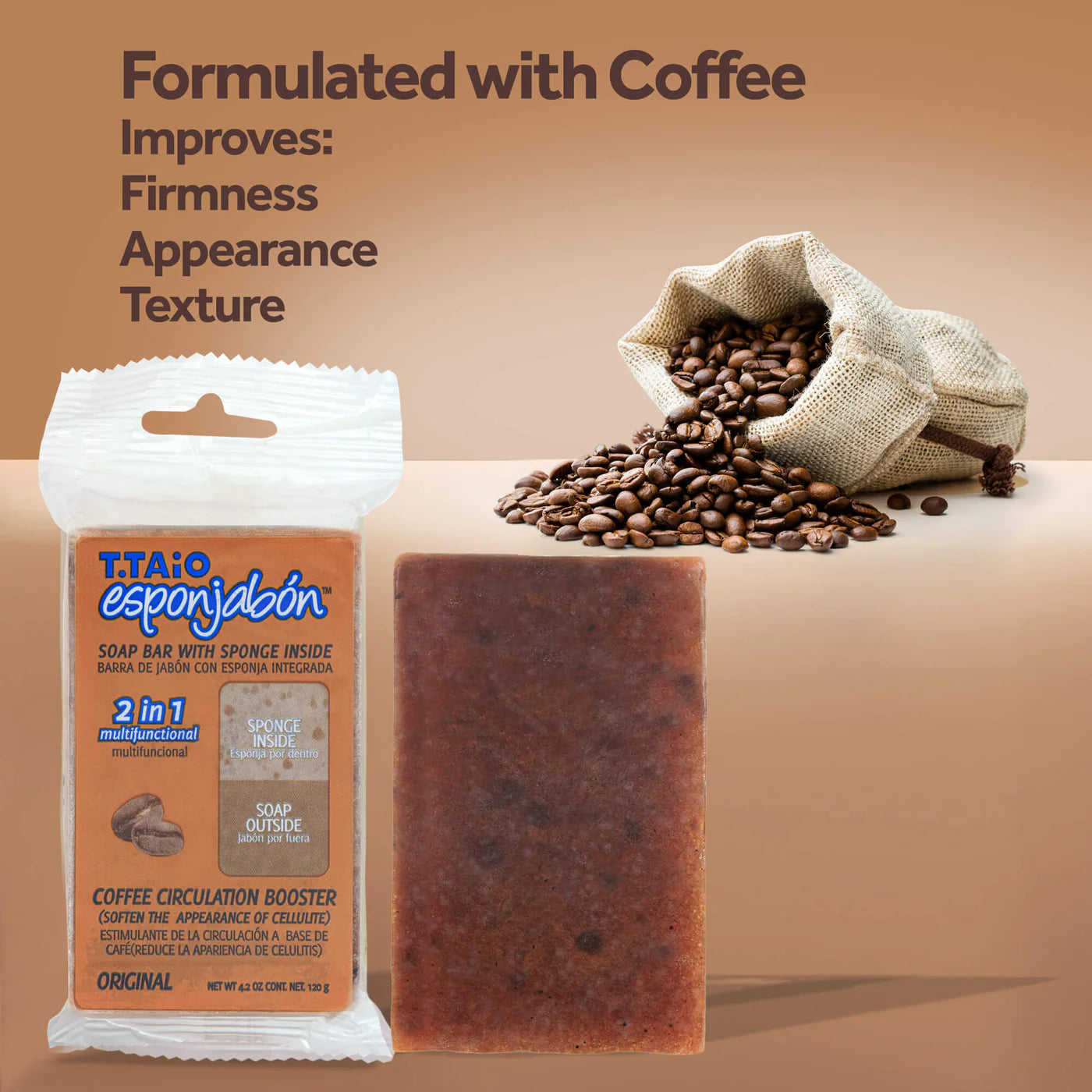 Esponjabon Coffee Circulating Boosting Effect Sponge Soap