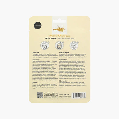Celavi Rice Whitening & Moisturizing Facial Sheet Mask