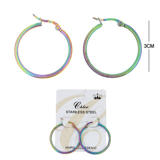 Stainless Steel Iridescent Hoops - 3cm