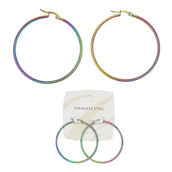 Stainless Steel Iridescent Hoops - 5cm