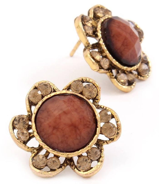 Stone Flower Stud Earrings